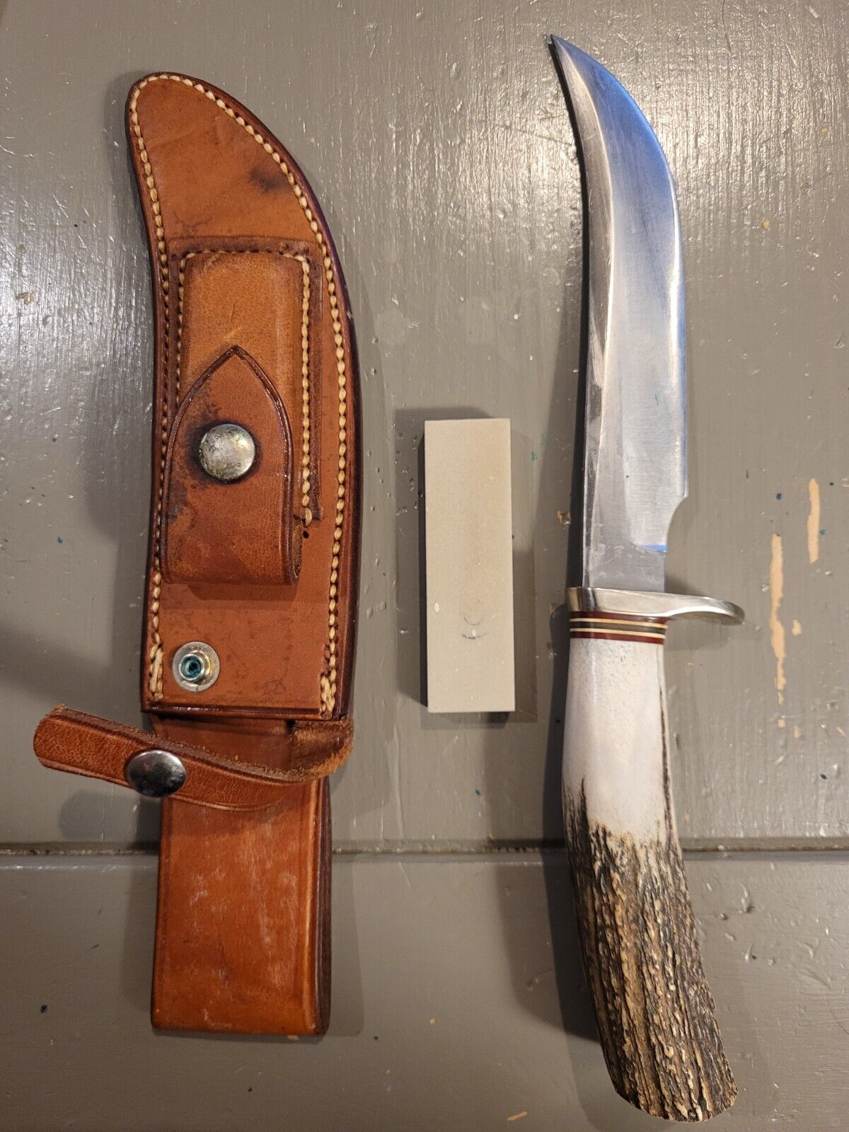 Randall Made Knives Model 4-6 Big Game Skinner Knife w/Original Sheath & Stone