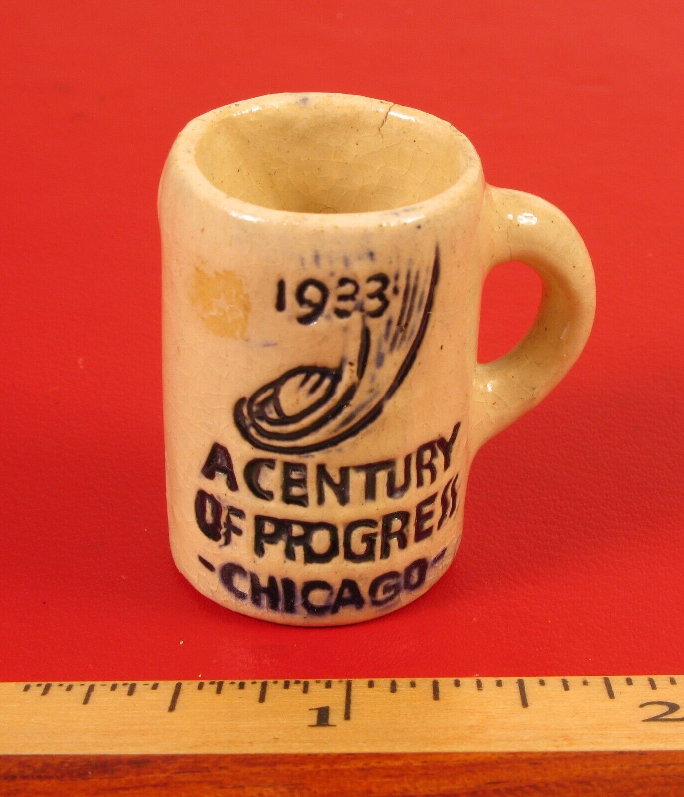 ANTIQUE 1933 CHICAGO WORLDS FAIR MINIATURE BEER ALE MUG A CENTURY OF PROGRESS 
