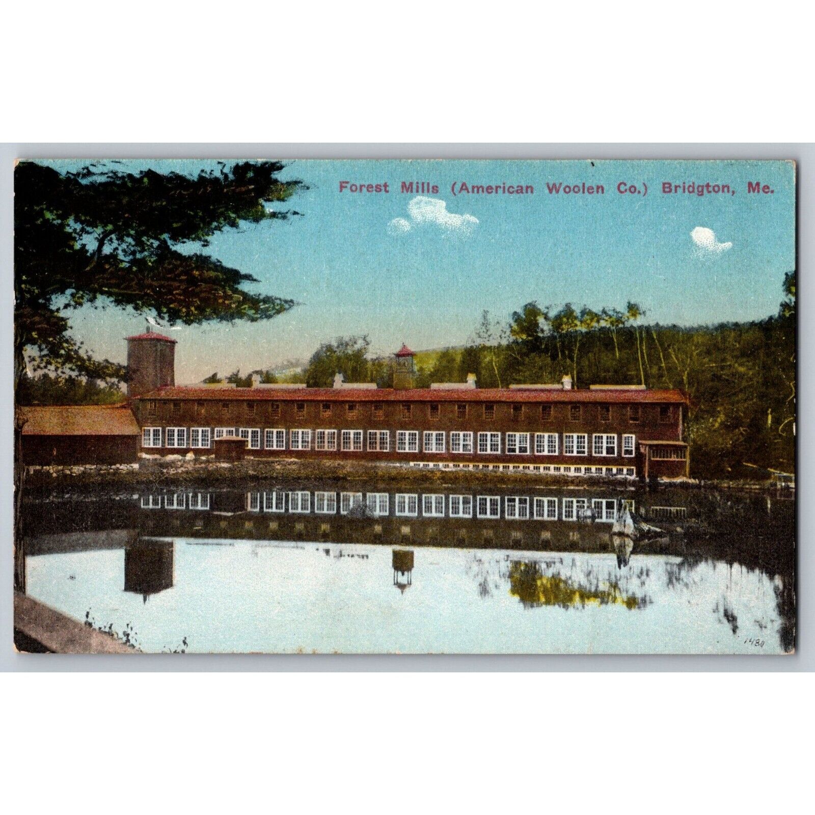 Postcard Posted Maine Forest Mills (American Woolen Co) Bridgton #757