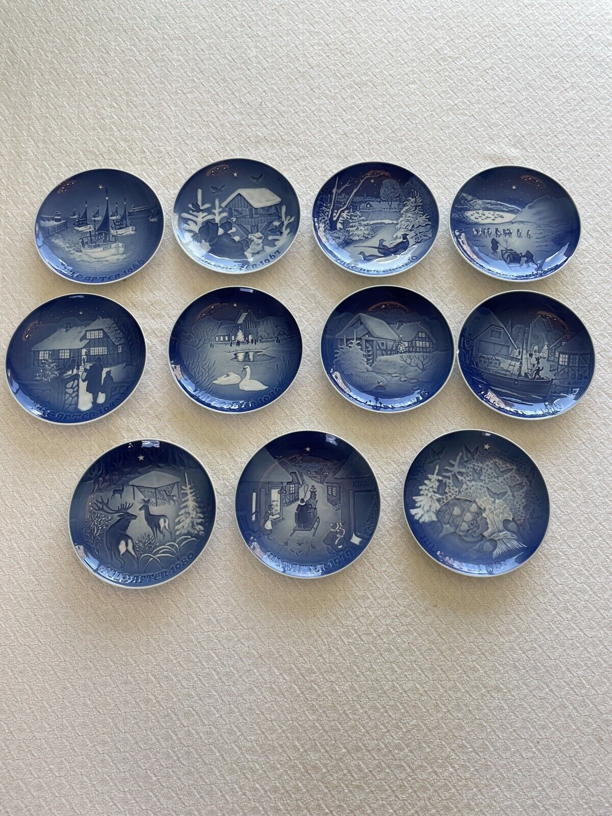 Vintage Bing & Grondahl Copenhagen Porcelain Plates “Jule After” Set Of 11