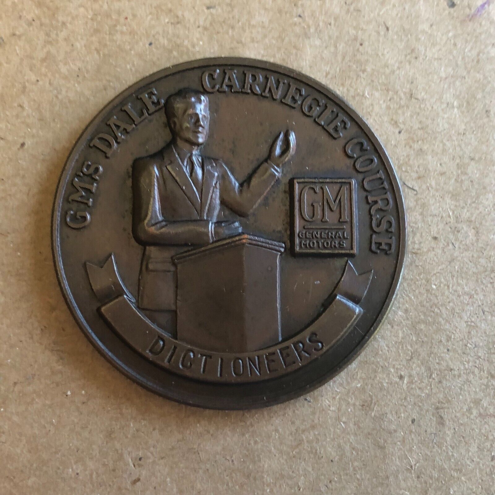 Dale Carnegie Dictioneers Award Medal To D.R. Waters Vtg 1953 GM General Motors