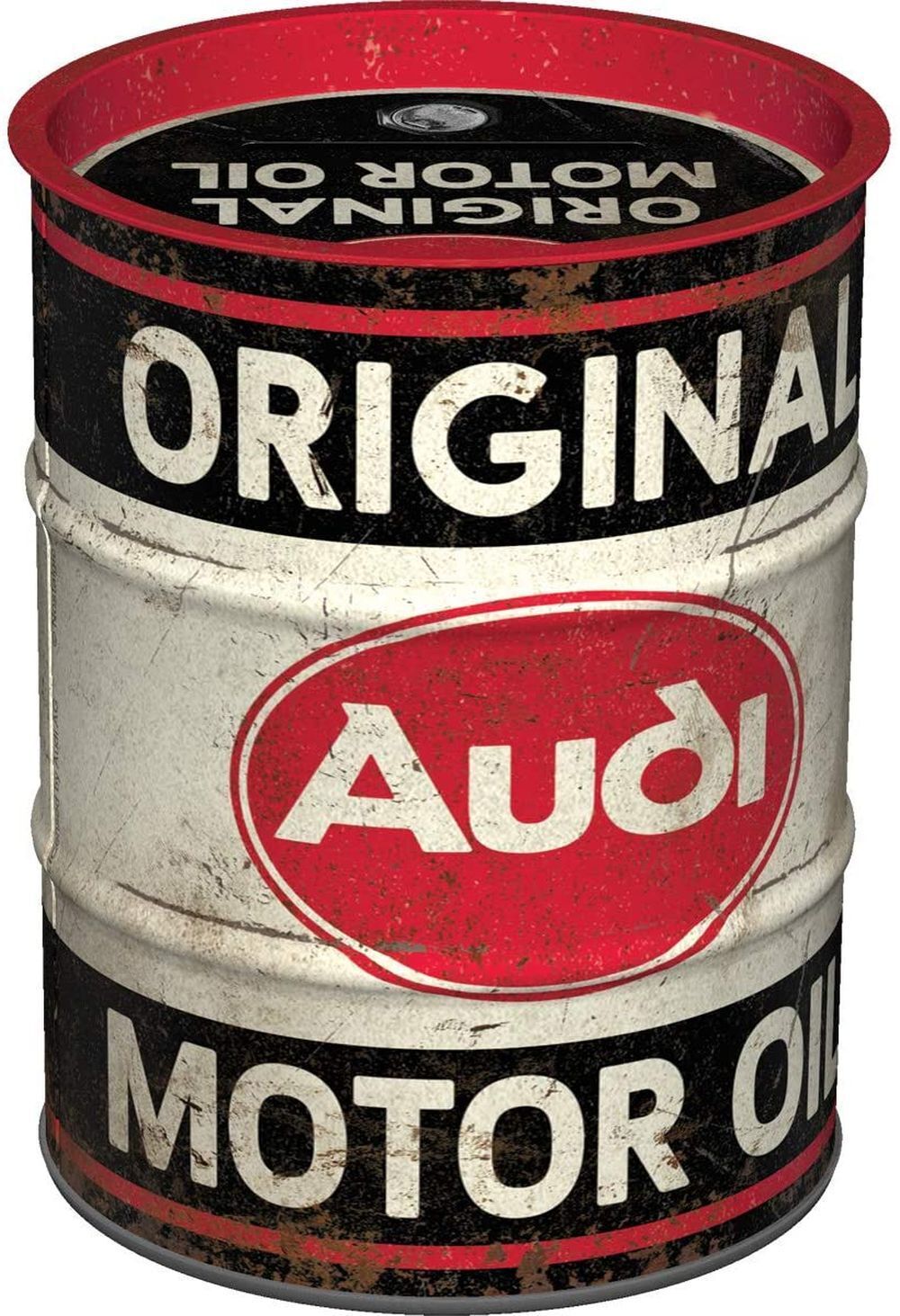 Nostalgic-Art - Metal Money Box Piggy Bank as Oil Barrel - AUDI Original Oil