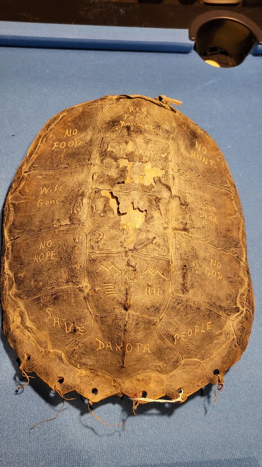 Antique Split TurtleNative American shield with fringes, Dakota Tribe ??