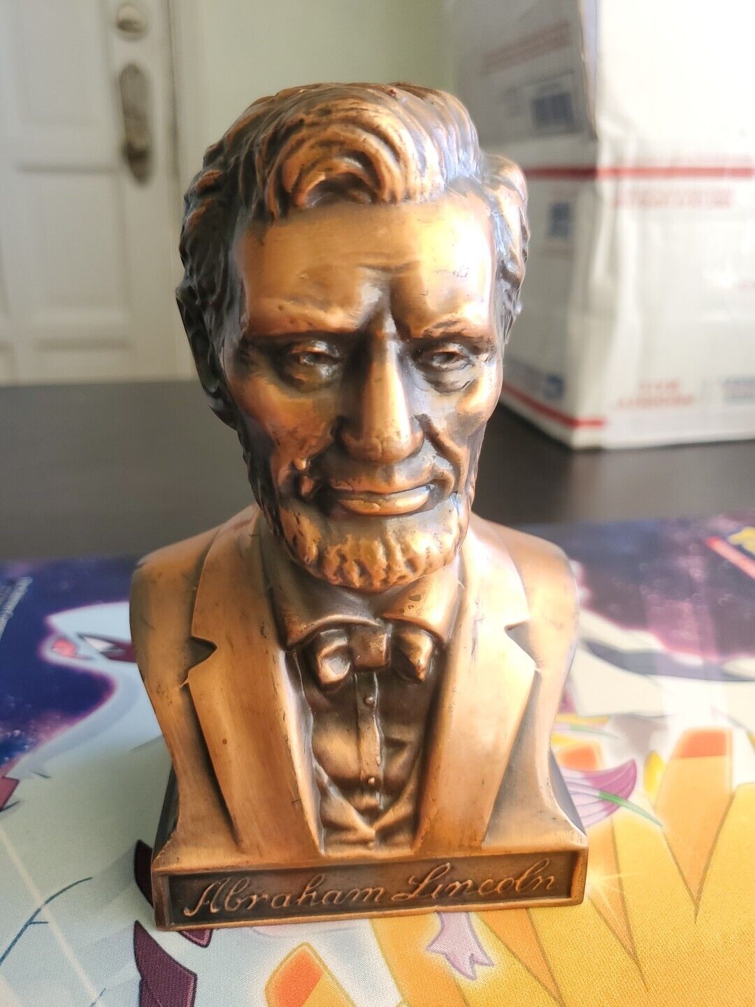 Abraham Lincoln First Federal Savings & Loan Bronze Bust Bank Missing Key