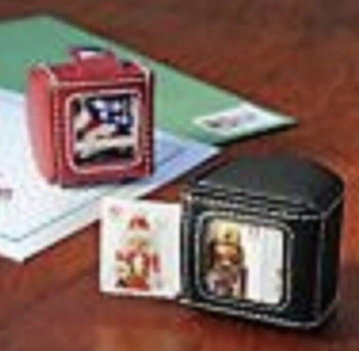 RED LEATHER STAMP DISPENSER HOLDER for Forever Stamps or First Class Stamp Rolls