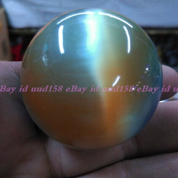 95g Rare Natural Quartz color Cat Eye Crystal Healing Ball Sphere 38-40mm Stand