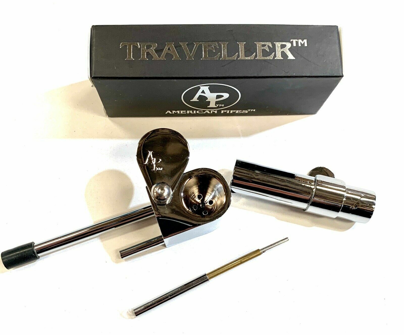 ORIGINAL AMERICANPIPES(tm)TRAVELLER(TM) DELUXE CHROME PLATED  SOLID  BRASS
