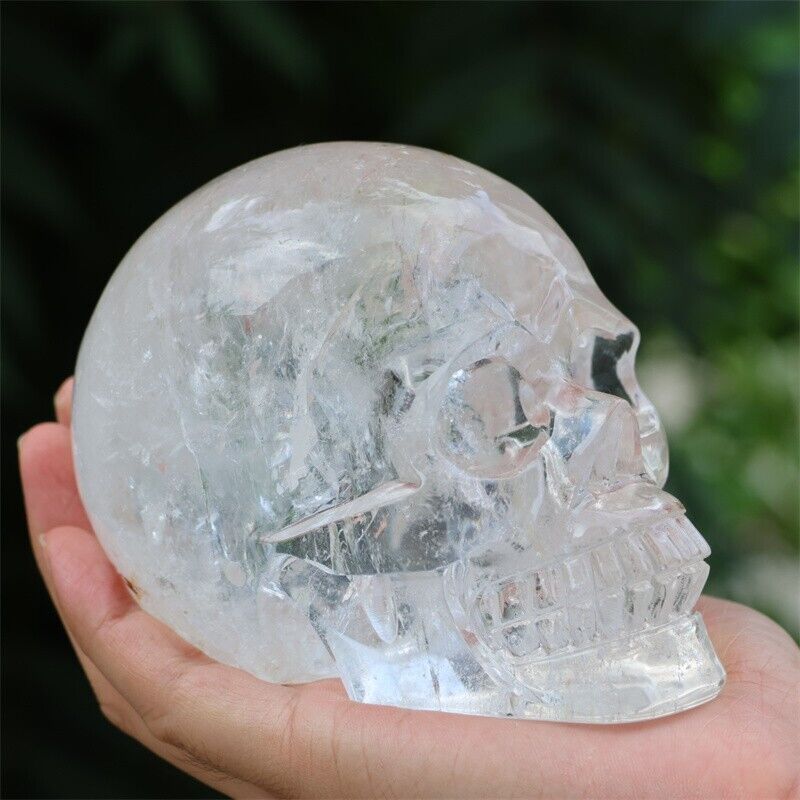 2.75LB Natural clear quartz skull Quartz Crystal carved Reiki healing WK276