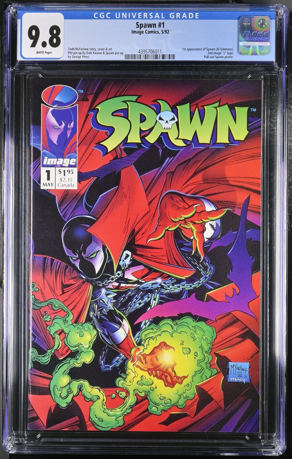 Spawn #1 CGC NM/M 9.8 White Pages McFarlane 1st Appearance Al Simmons