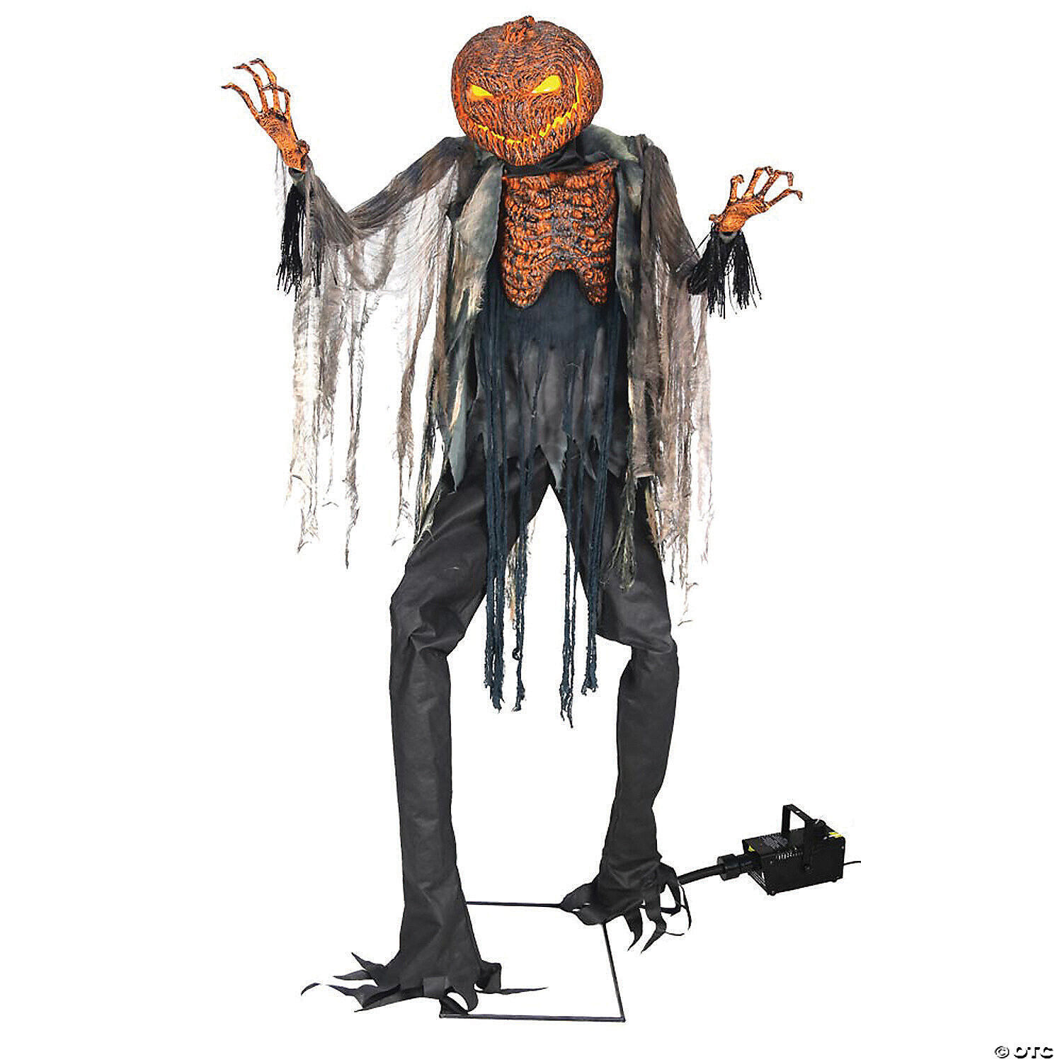 HALLOWEEN 7 FT ANIMATED SCORCHED SCARECROW PUMPKIN MAN PROP HAS FOGGER FOG 400W