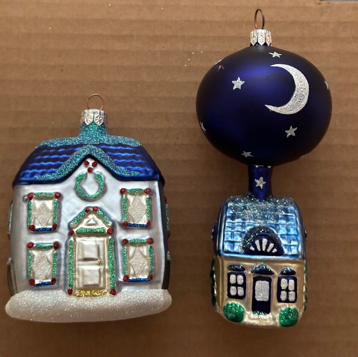 LOT OF 2 Patricia Breen BLUE HOUSE Winter Garland Christmas Ornaments Rare HTF