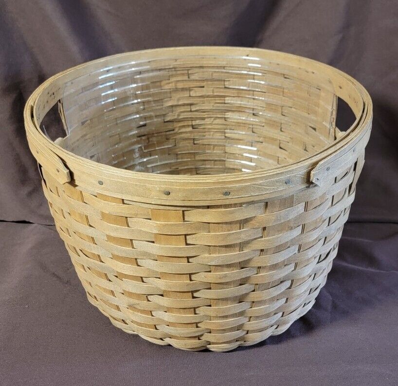Longaberger 1985 Large Round Corn Basket & Liner Vintage Hostess Gift