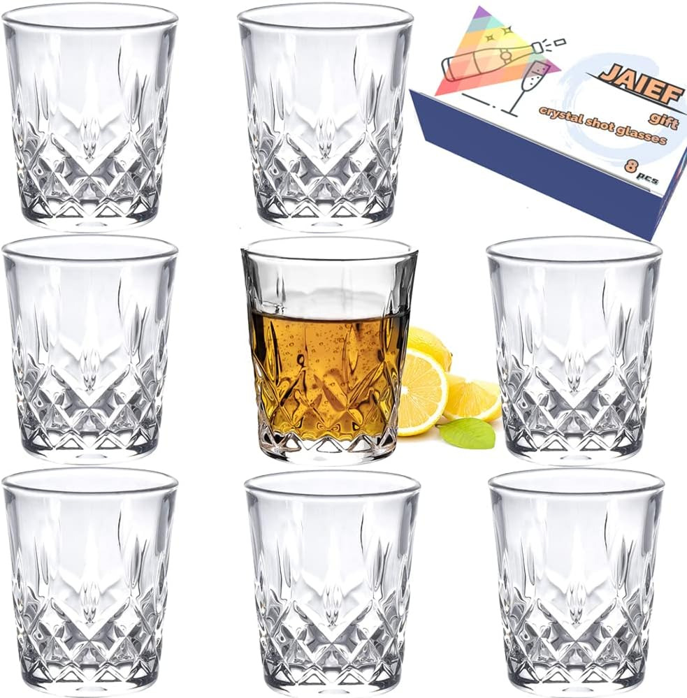 JAIEF 1.7 OZ Tequila Shot Glasses Heavy Base Shot Glass, Crystal Cordial Glasses