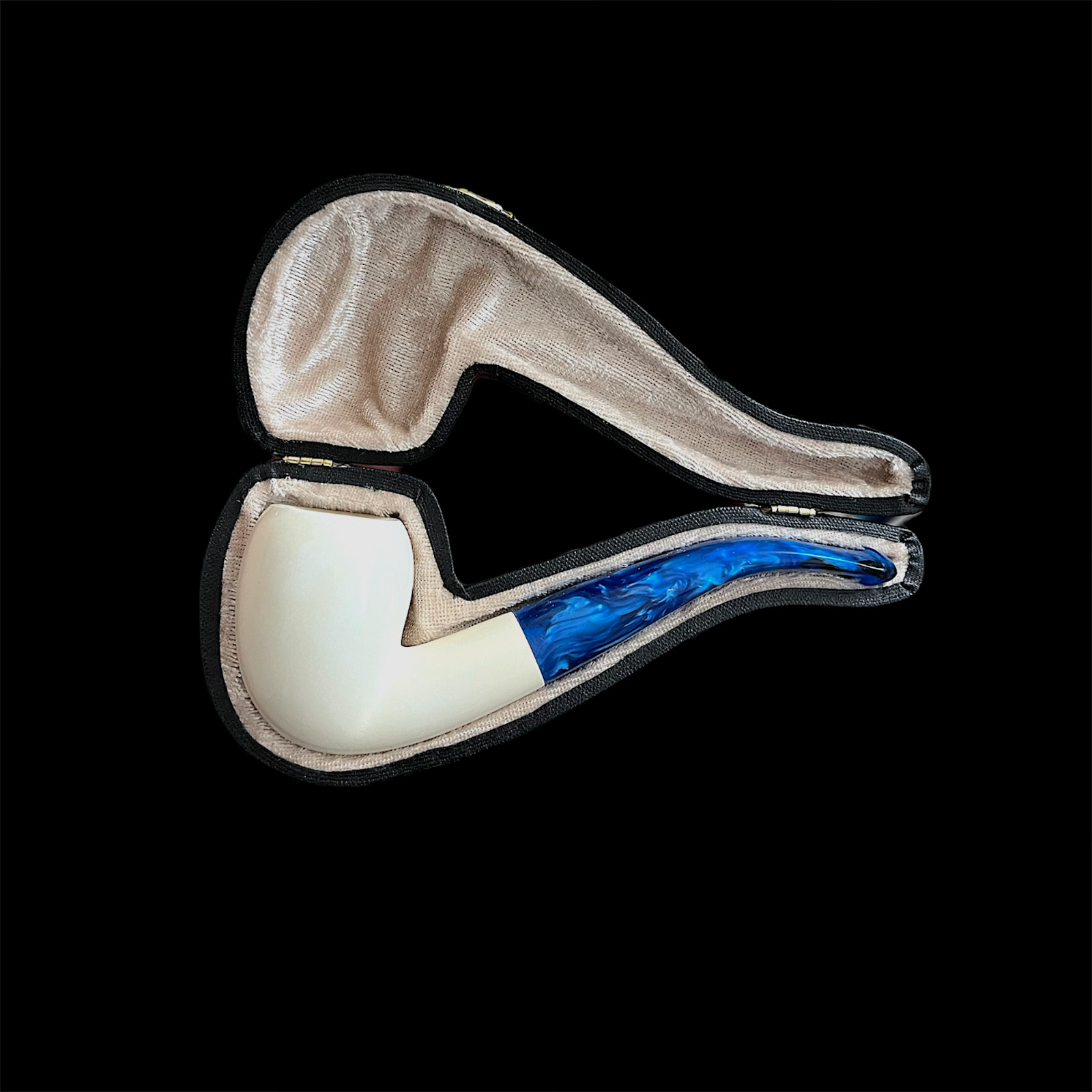Block Meerschaum Pipe hand-carved unsmoked smoking tobacco pipe w case MD-394
