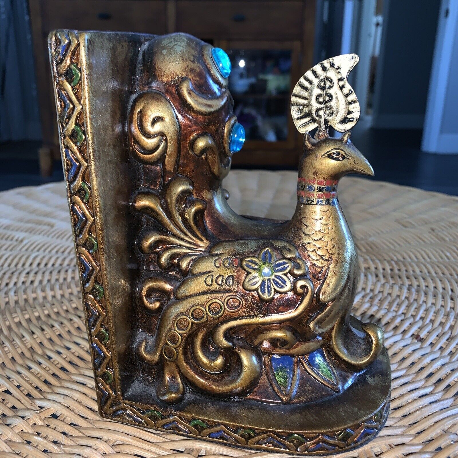 Exotic Gold Bird Bookend Figure