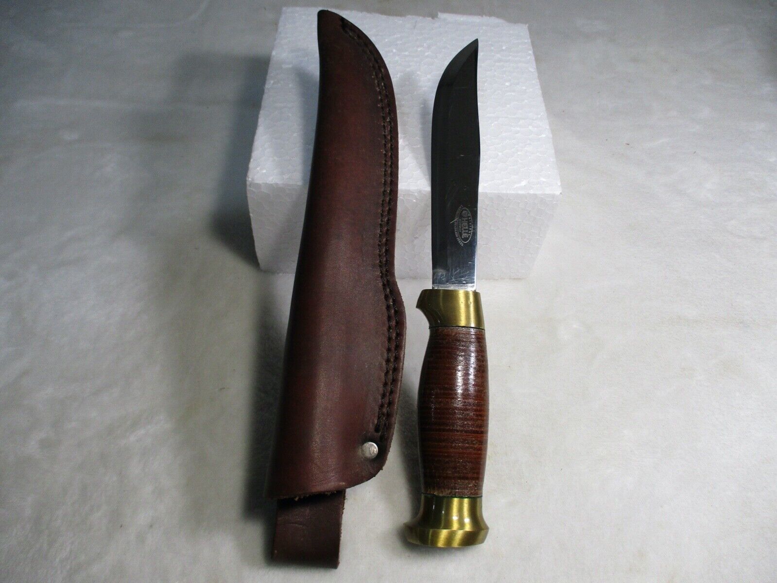 Vintage A/S Helle Fabrikker Knife with Brass Pommel & Guard Laminated Stainless