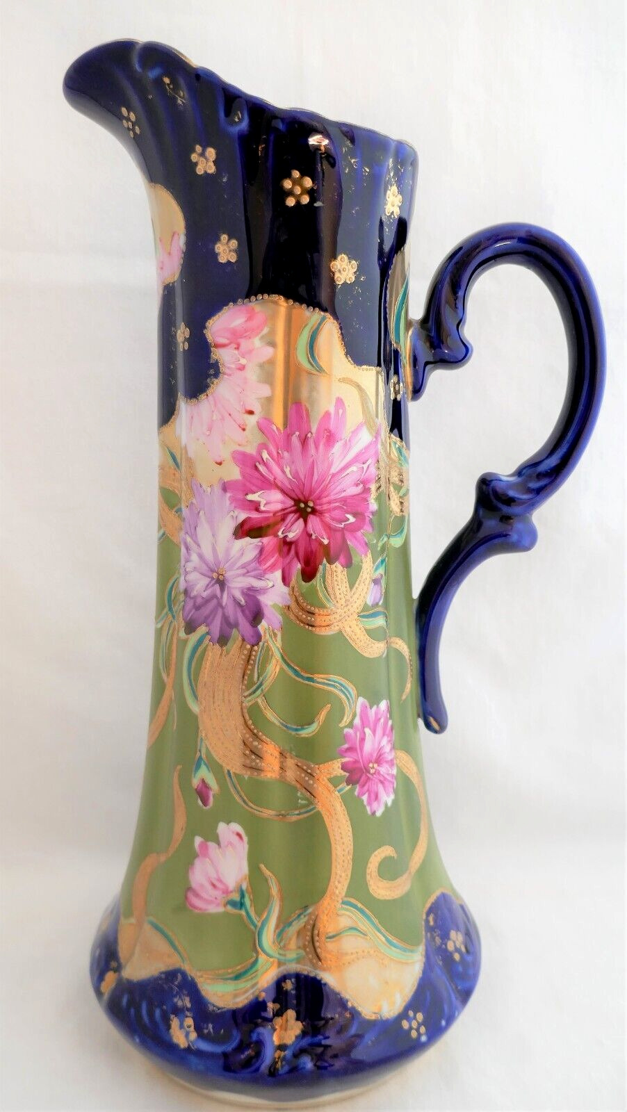 Antique NIPPON Hand painted Asters flowers  LARGE TANKARD PITCHER