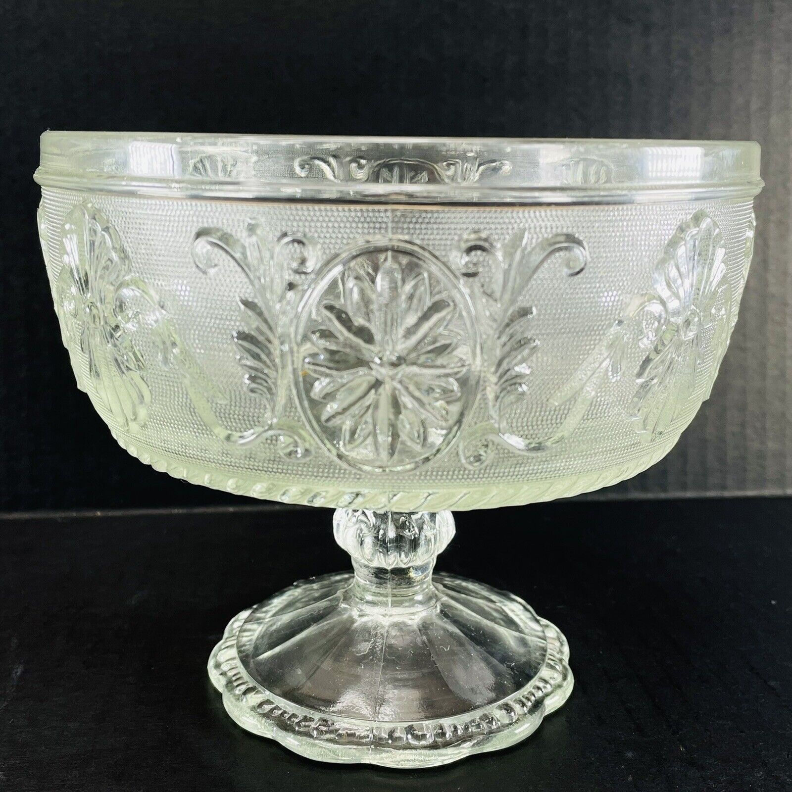 Indiana Tiara Sandwich Glass Compote Pedestal Clear Footed Bowl 5.5\