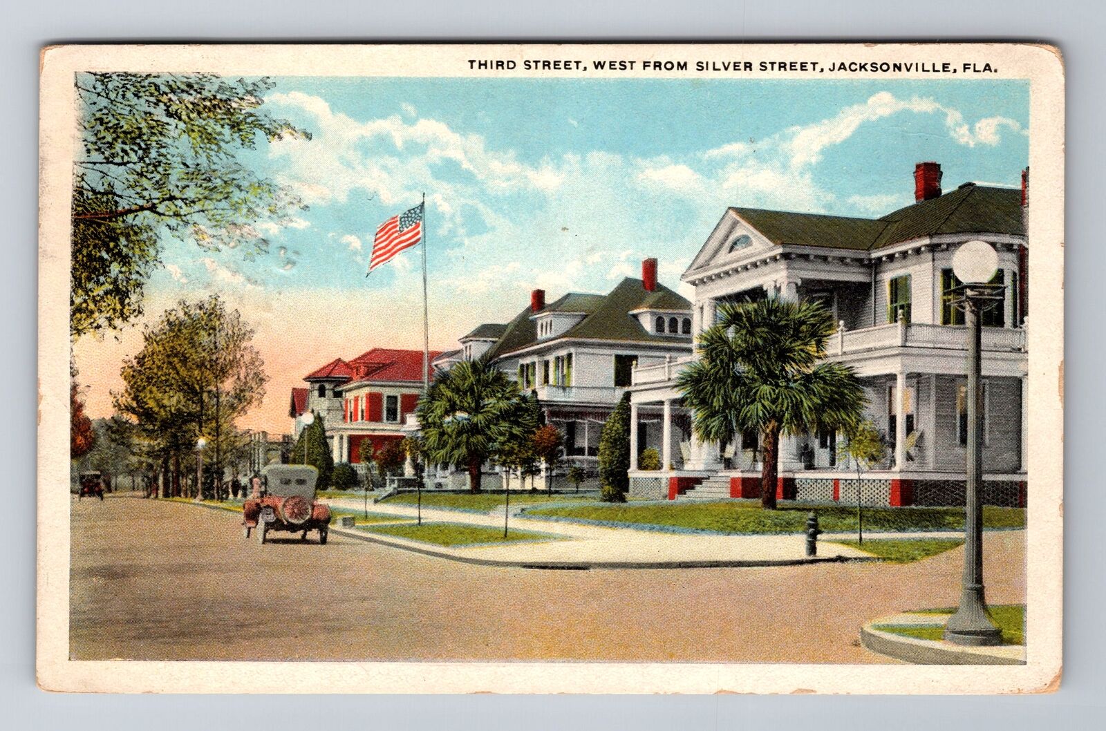 Jacksonville FL-Florida, Third Street, Antique, Vintage c1931 Souvenir Postcard