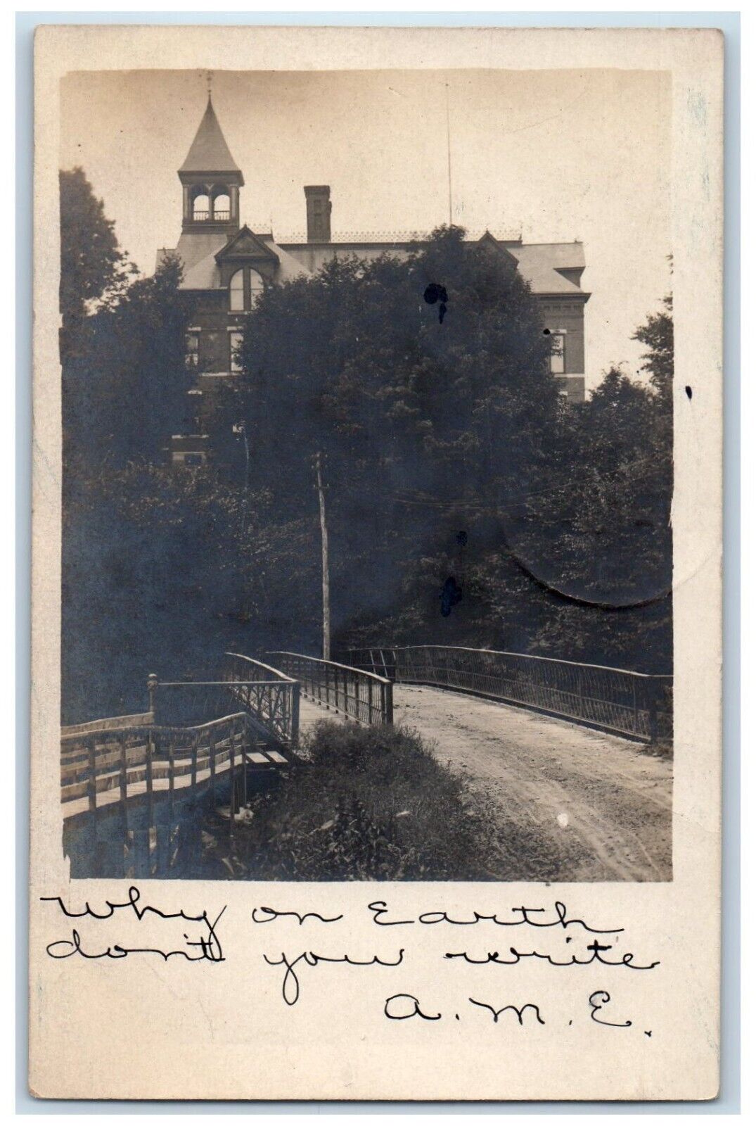 1905 School Scene Bridge Cattaraugus New York NY RPPC Photo Antique Postcard