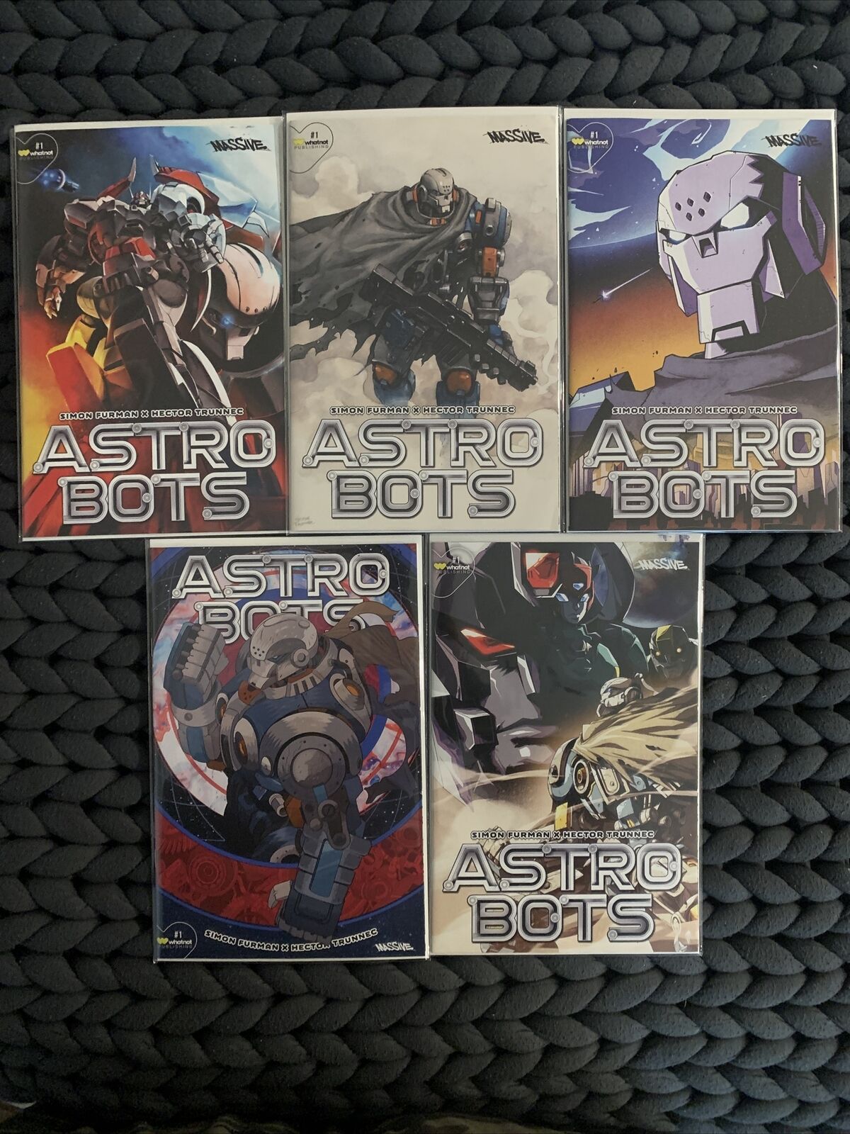 ASTROBOTS 1 A, B, C, D, E MASSIVE WhatNot Publishing NM Complete Set of 5 Covers
