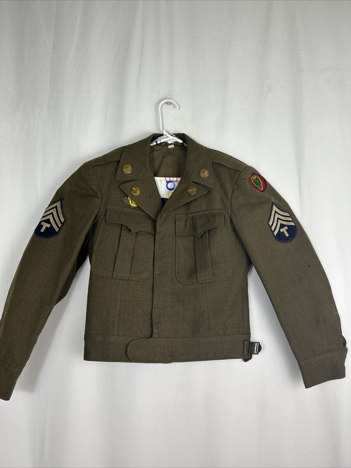 Original WW2 Korean US Army 6th Armored Jacket / Patch Oritsky 34small Wool