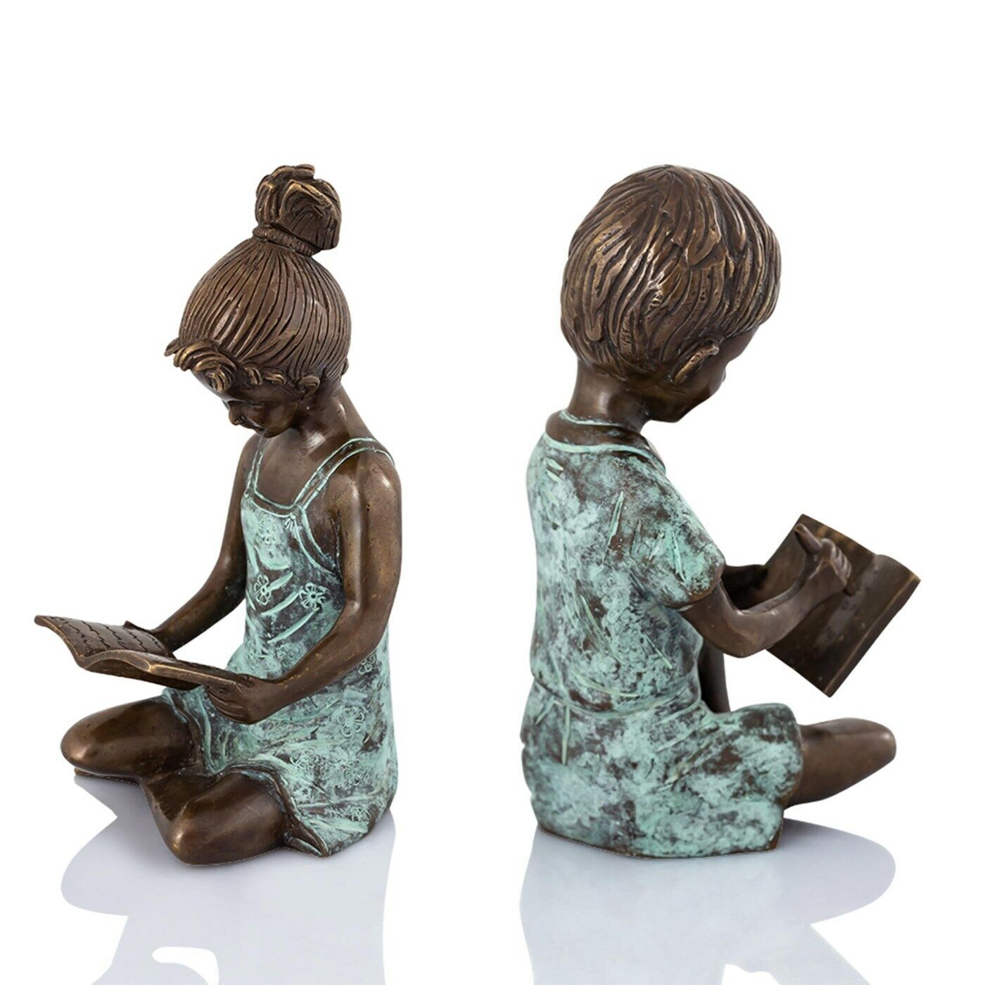 Stylish Brass Beautiful Boy & Girl Bookends Pair Nature Whimsy Indoor Home Décor