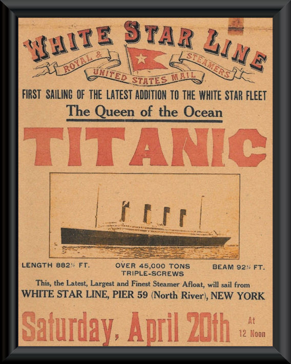 Titanic Advertisement Flyer White Star Line Reprint On Original 1912 Paper *052