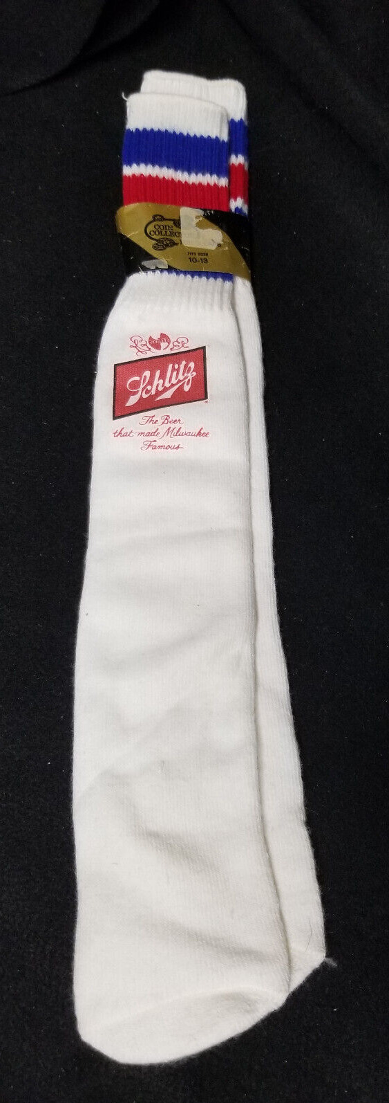 Vintage RED WHITE BLUE Schlitz Beer SOCKS with tags fits Size 10-13