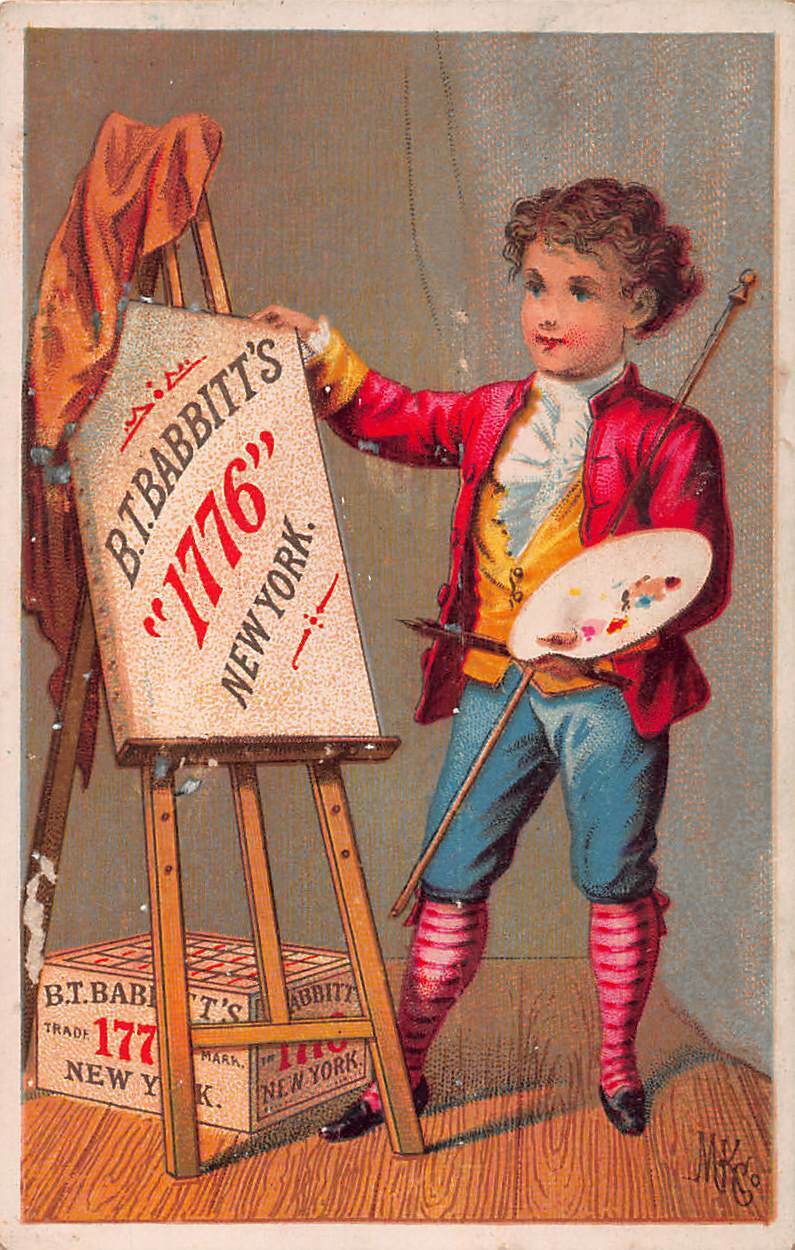 B.T. Babbit's 1776 Soap, New York, Early Trade Card, Size:  111 mm x 67 mm.