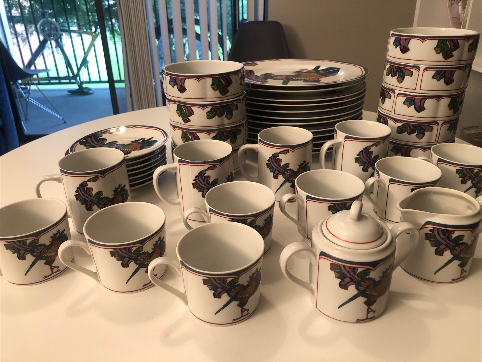41 Georges Briard Oriental Peacock Reproduction Mugs Tea Cups Saucers & Plates