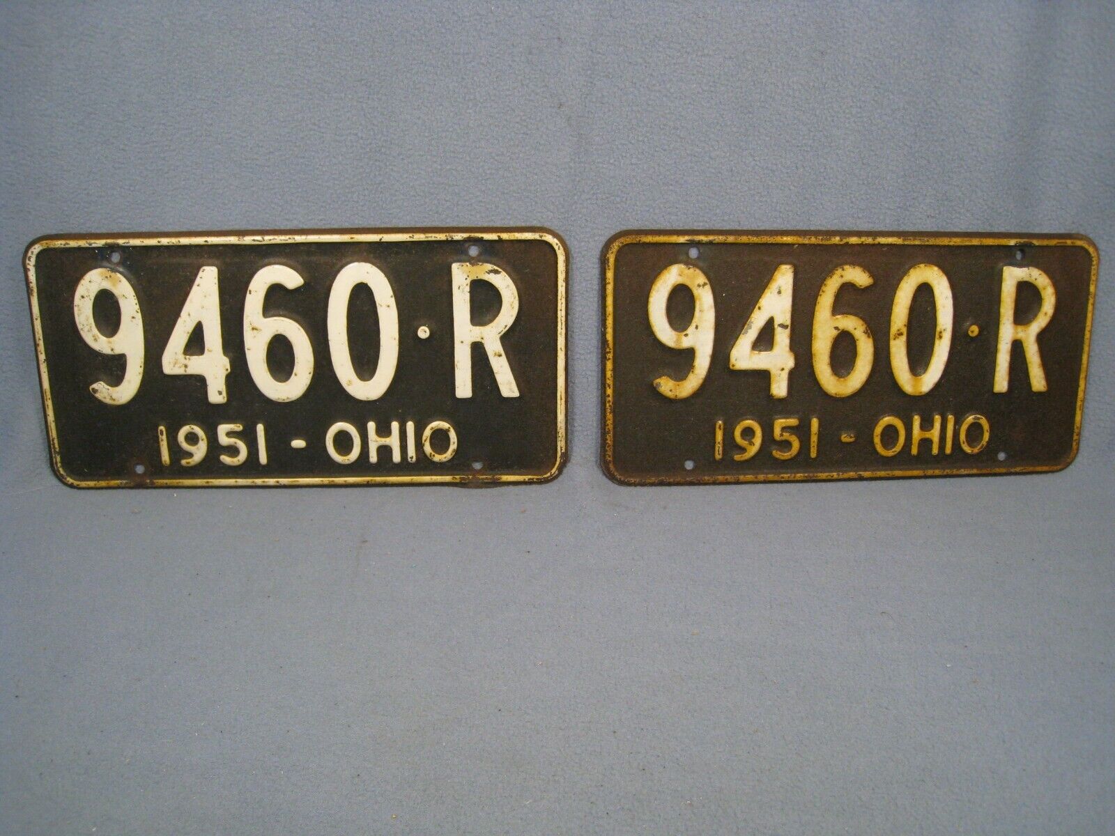 Nice Set of 1951 Ohio License Plates Vintage Rustic