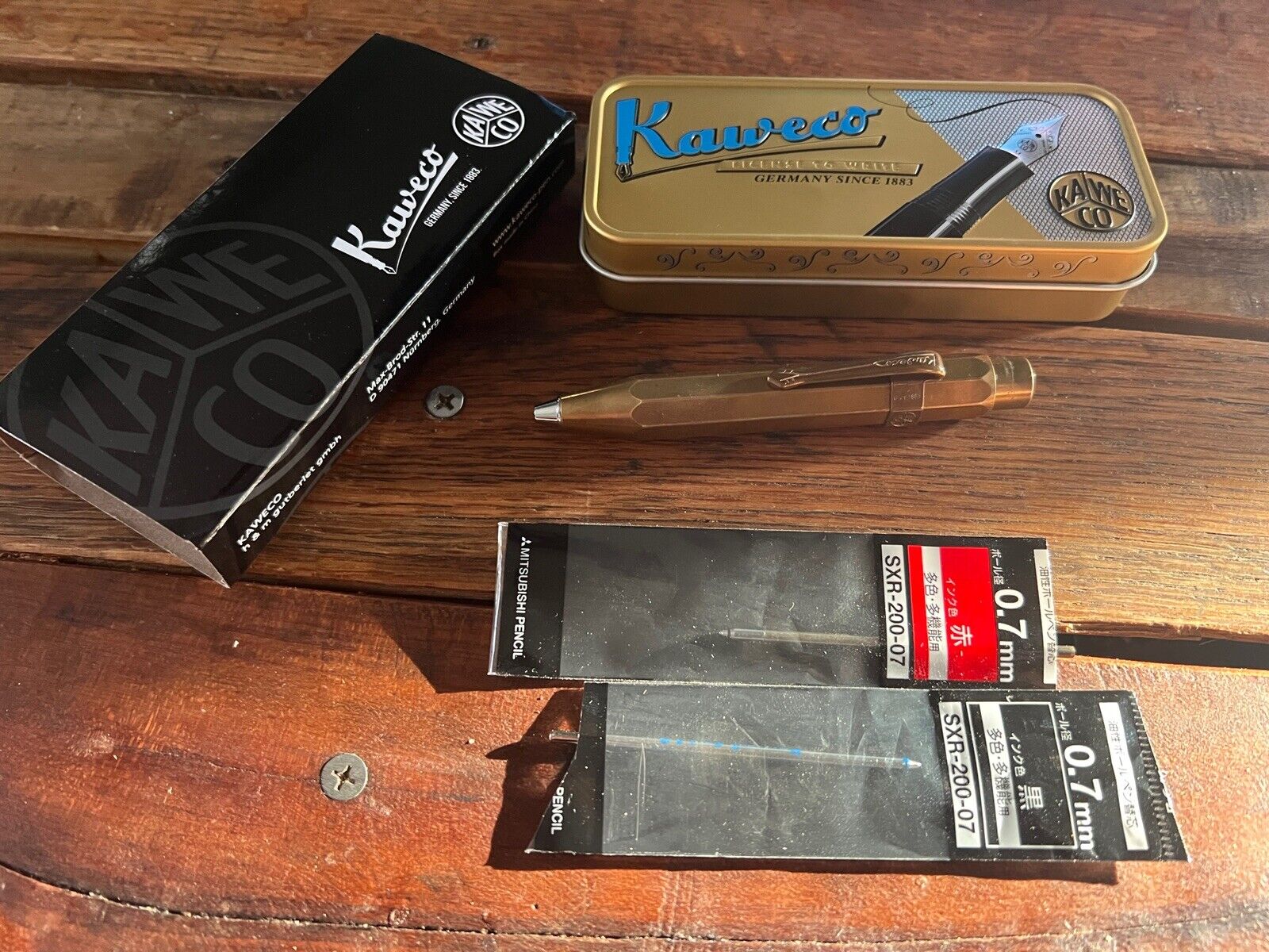 Kaweco Sport Brass Ballpoint Pen In Box w/Clip & Case - Germany
