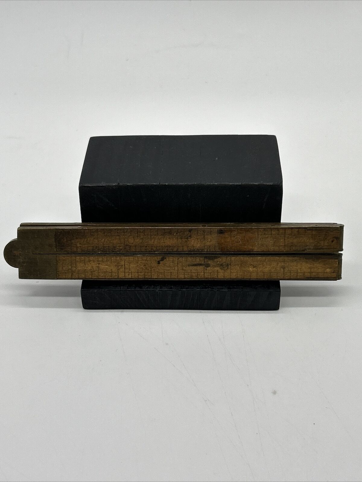 Vintage Lufkin NO.781 Brass Bound Boxwood Folding Ruler