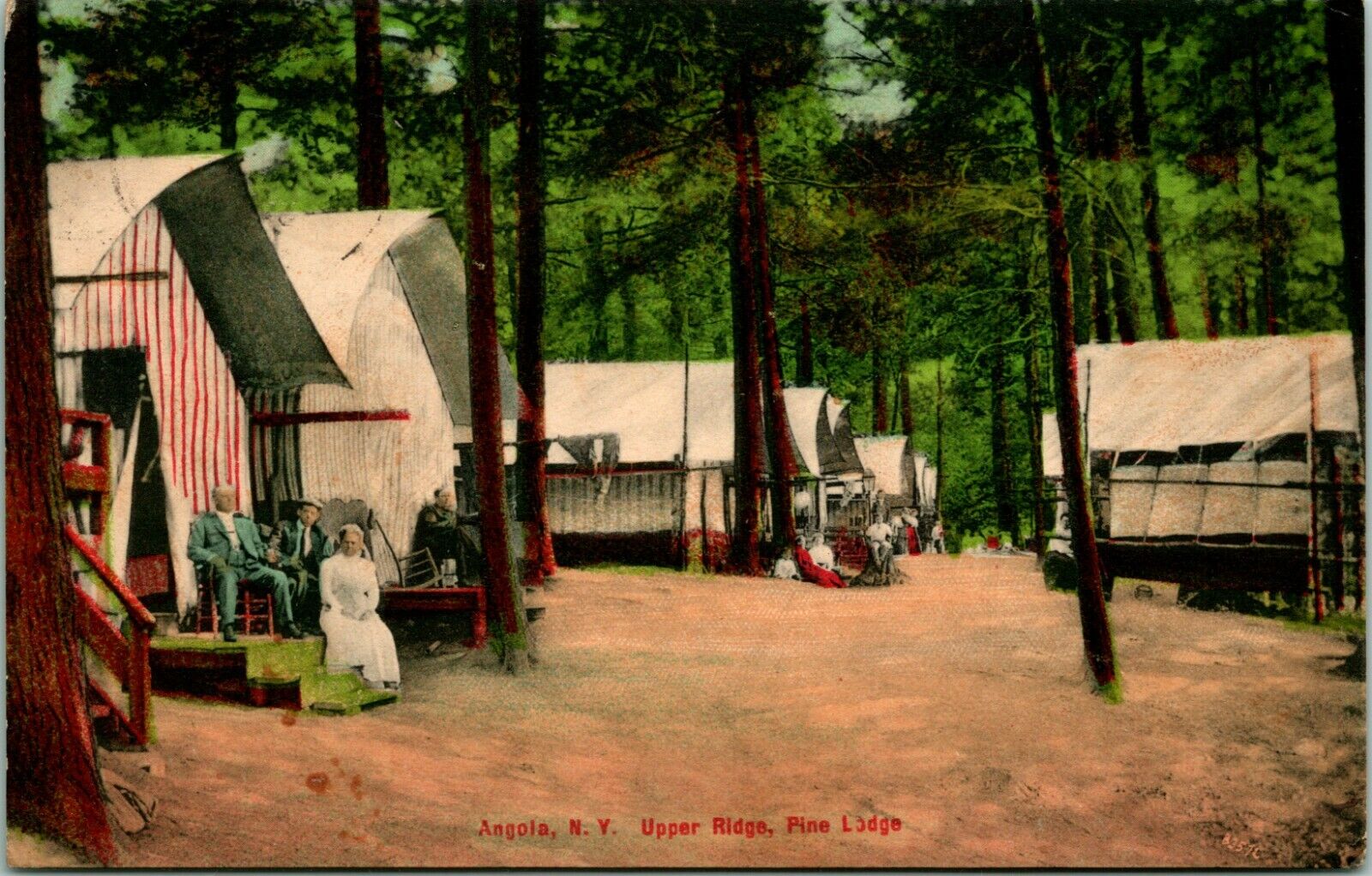 Vtg Postcard 1912 New York Angola NY - Upper Ridge Pine Lodge Camping Cabins