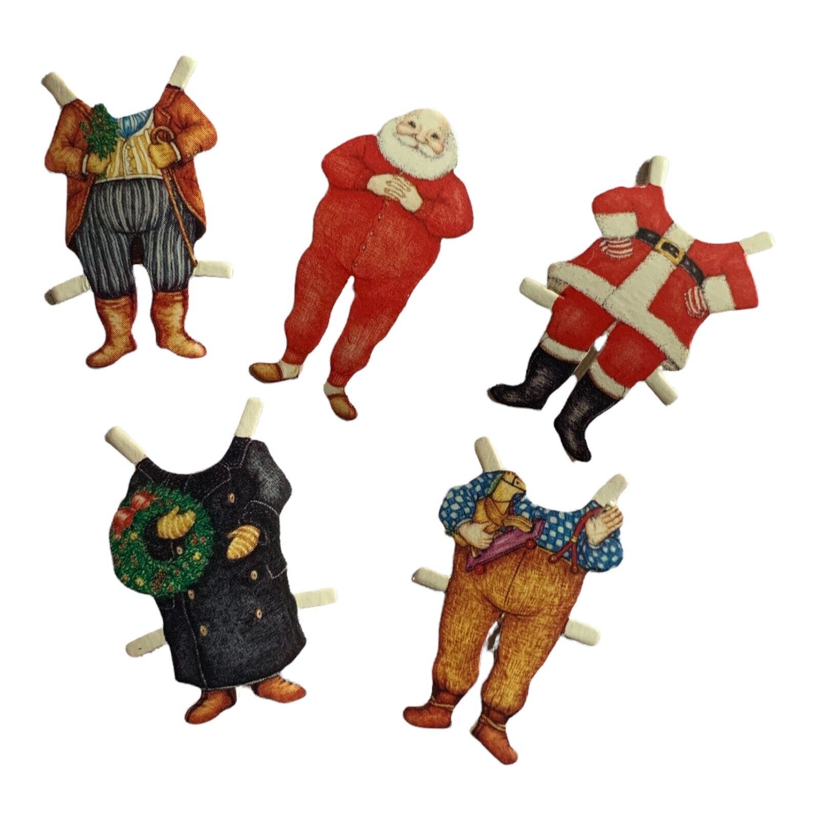Vintage Tiny Old Fashioned Santa Paper Doll Costume Cut Out , 4 Outfits 1982