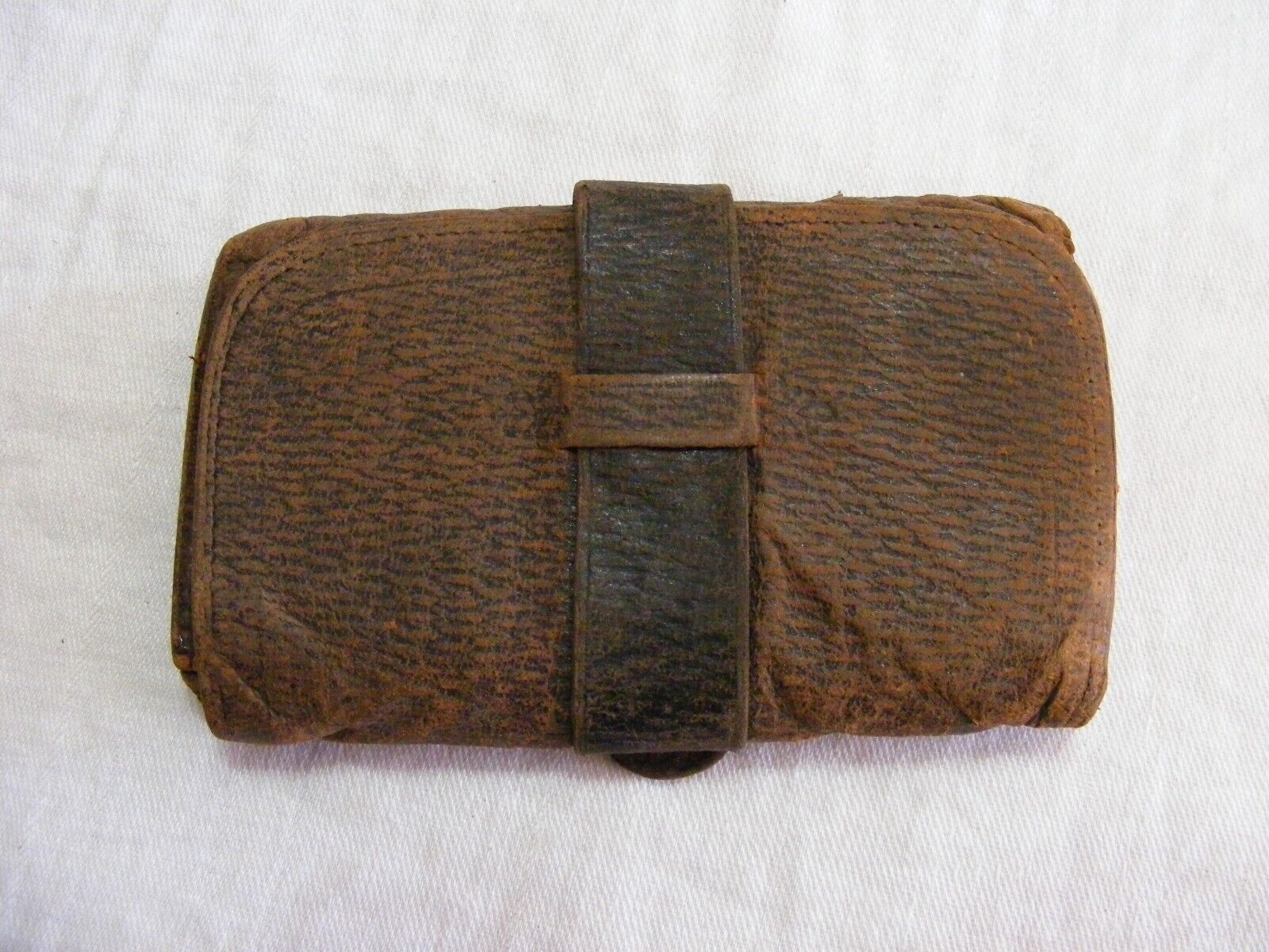 Vintage WW1 Era Stitched Leather Wallet 8-b