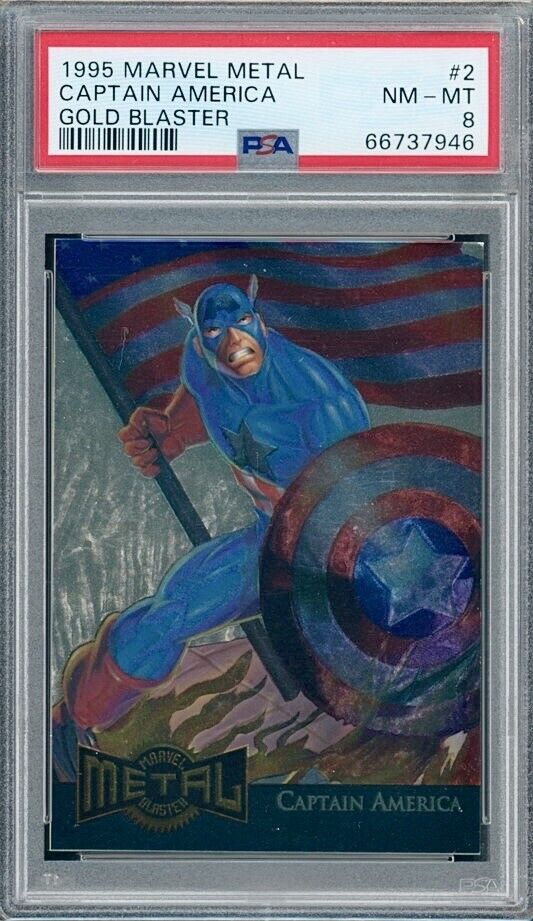1995 Marvel Metal Gold Blaster #2 Captain America PSA 8 🔥RARE🔥
