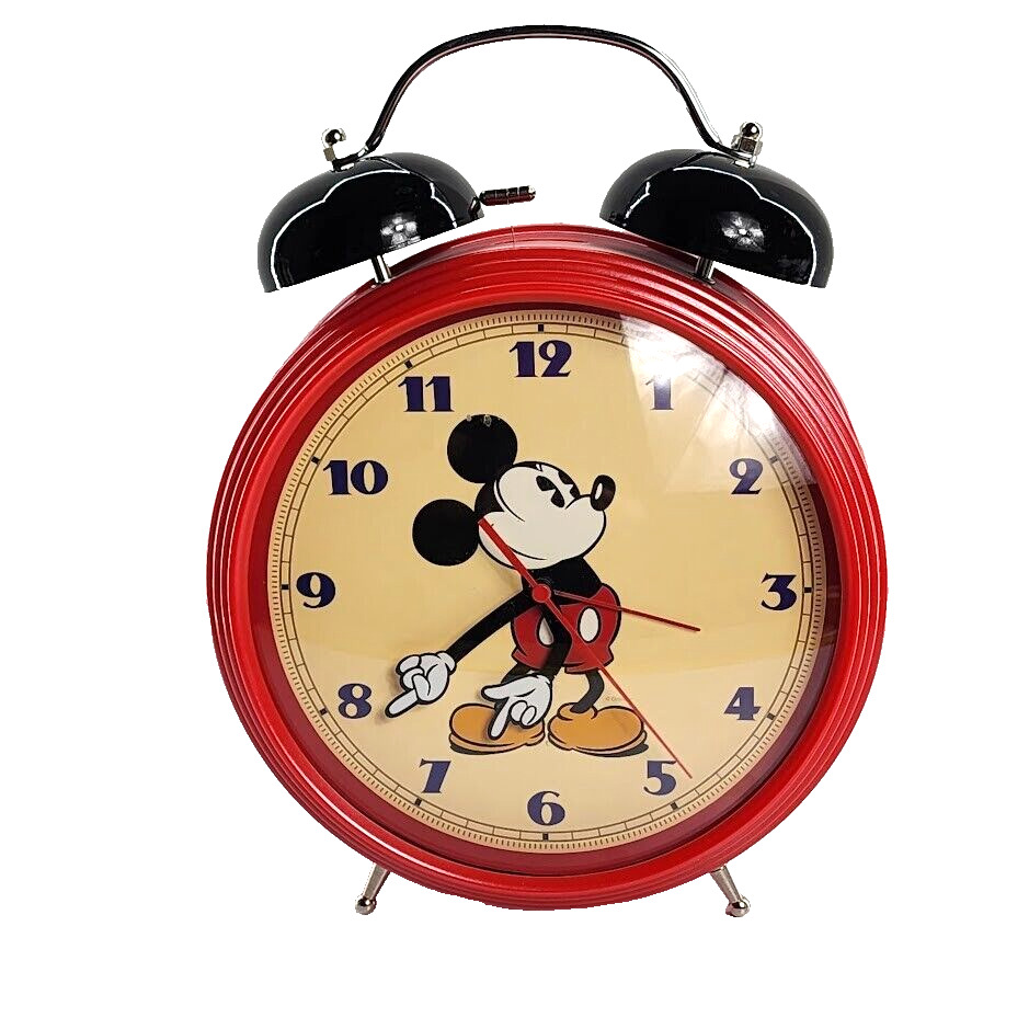 Vintage Disney Mickey Mouse Classic Clock With Bell Alarm 9.5x8\