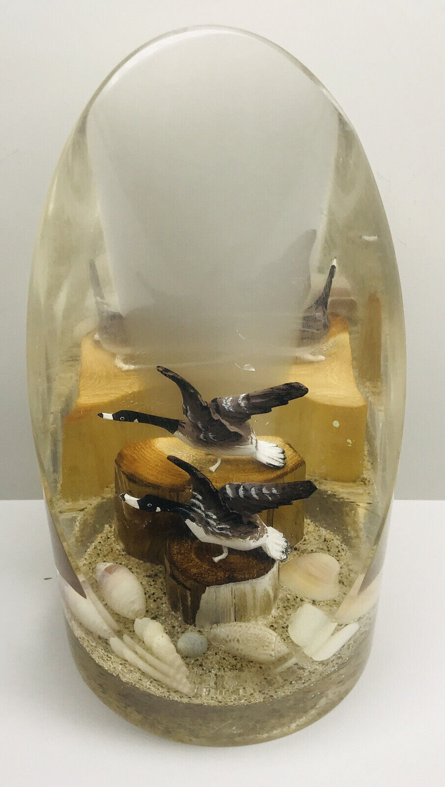 Vintage Geese Ducks Lucite Acrylic 3-D Paperweight Large 6\