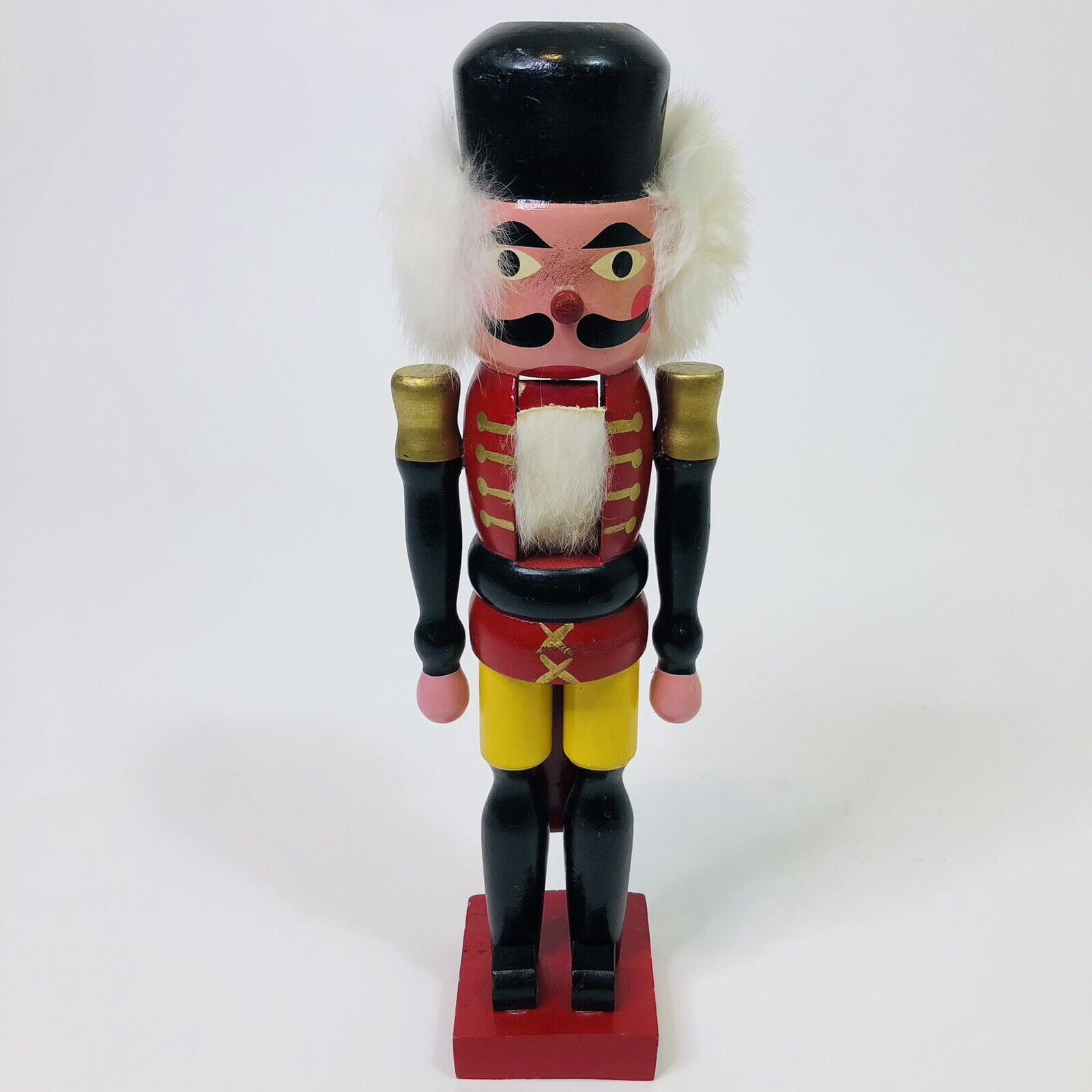 Vintage Nutcracker Black And Red Christmas Edition Wooden Tall Solider Decor