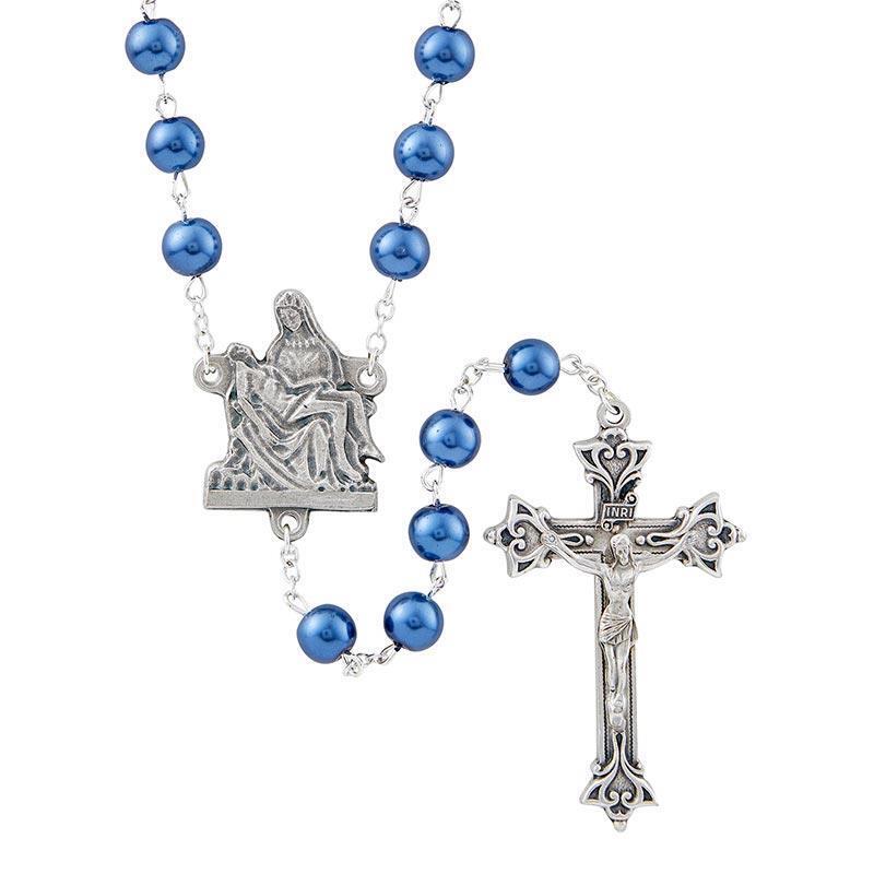 Sapphire Bead Pieta Collection Rosary Christian Rosery for Men & Women - 3 Packs