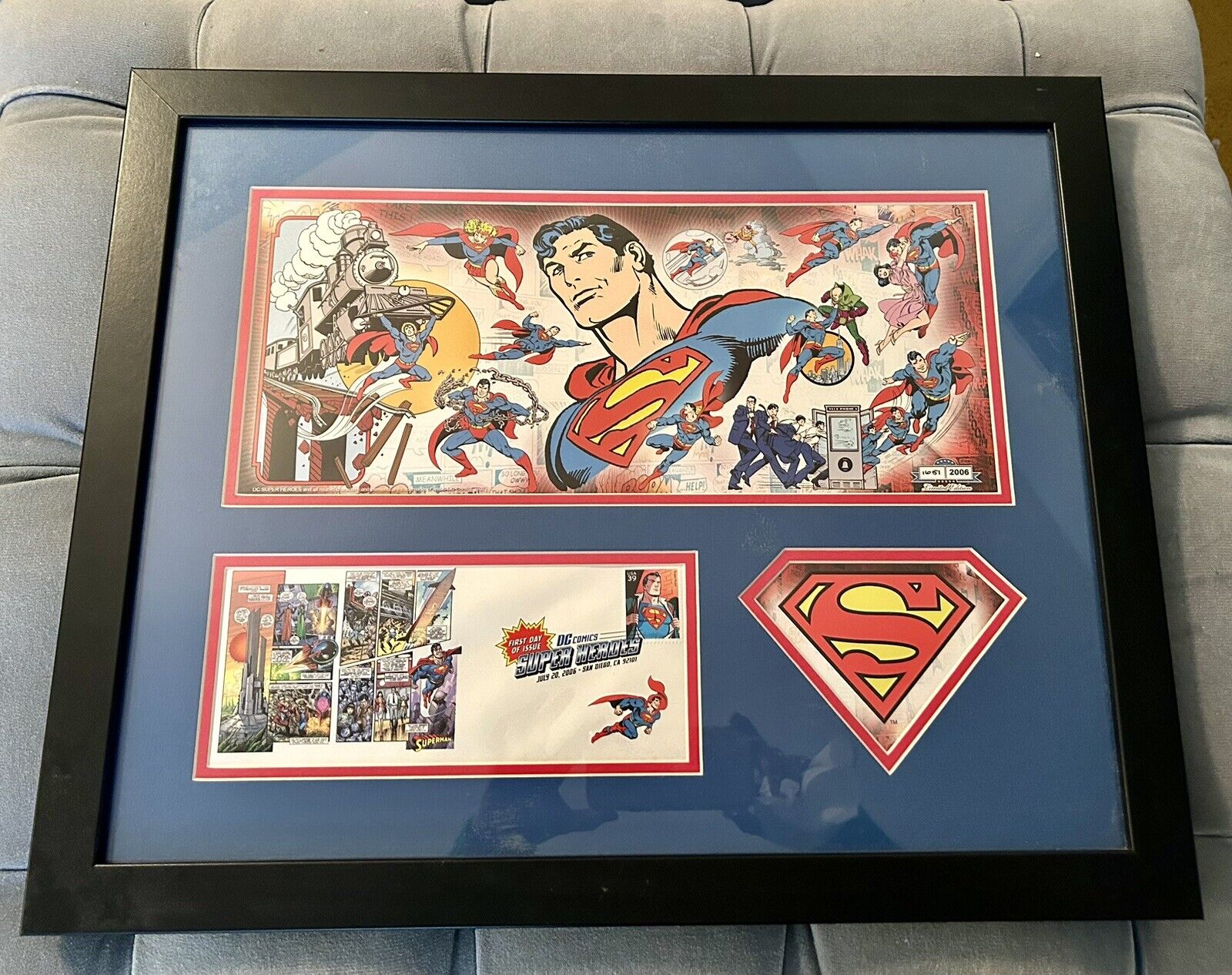 SUPERMAN~Limited Edition 1651(2006)~DC Comics~Framed 1st Day Of Issue Stamp