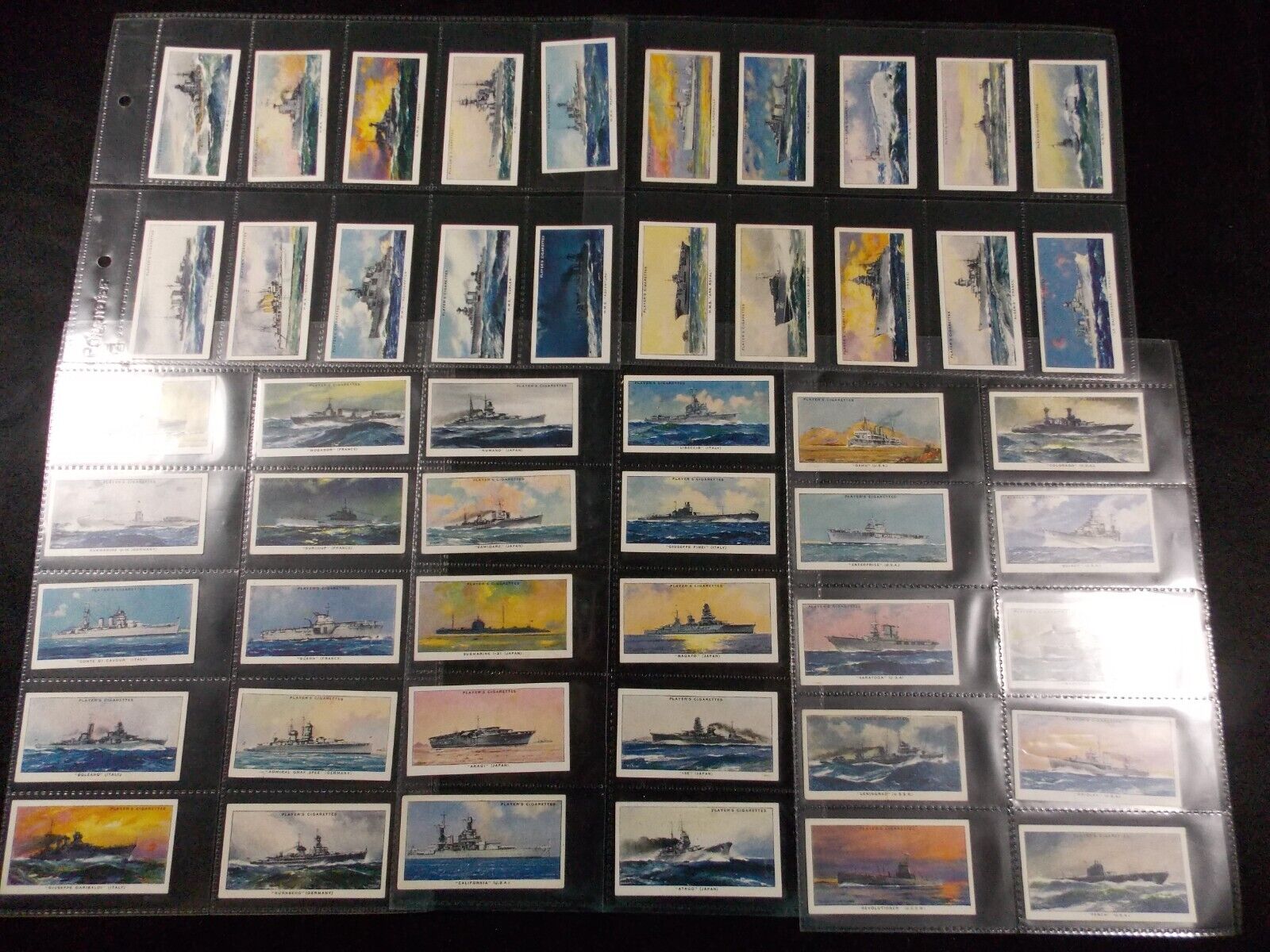 Players Cigarette Cards Modern Naval Craft 1939 Complete Set 50 in Pages