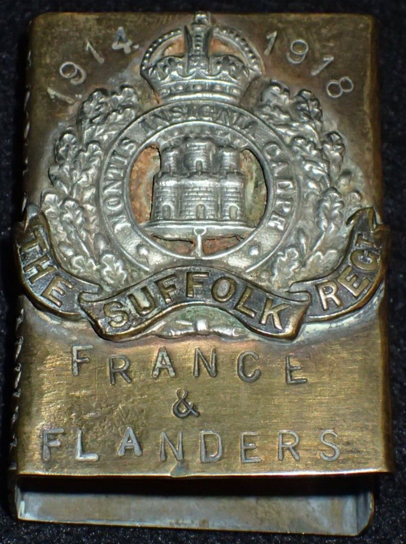 WWI British Army The Suffolk Regiment 1914 - 1918 France Flanders Match Safe Box