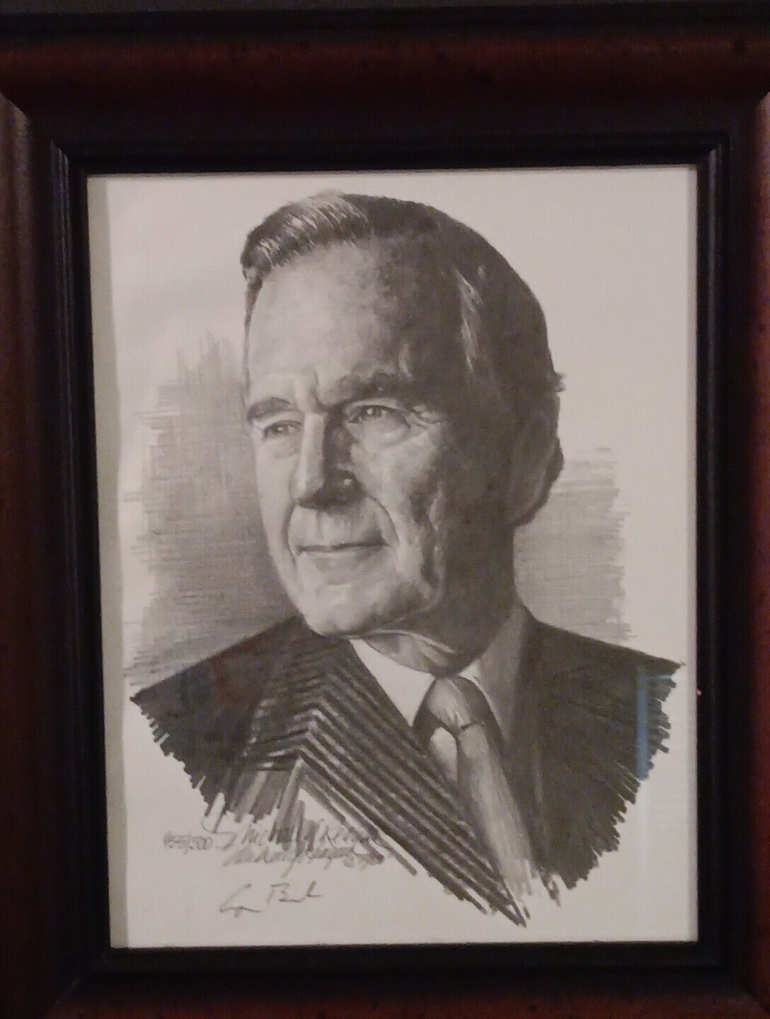 George HW Bush signed limited edition portraits by Michael Reagan