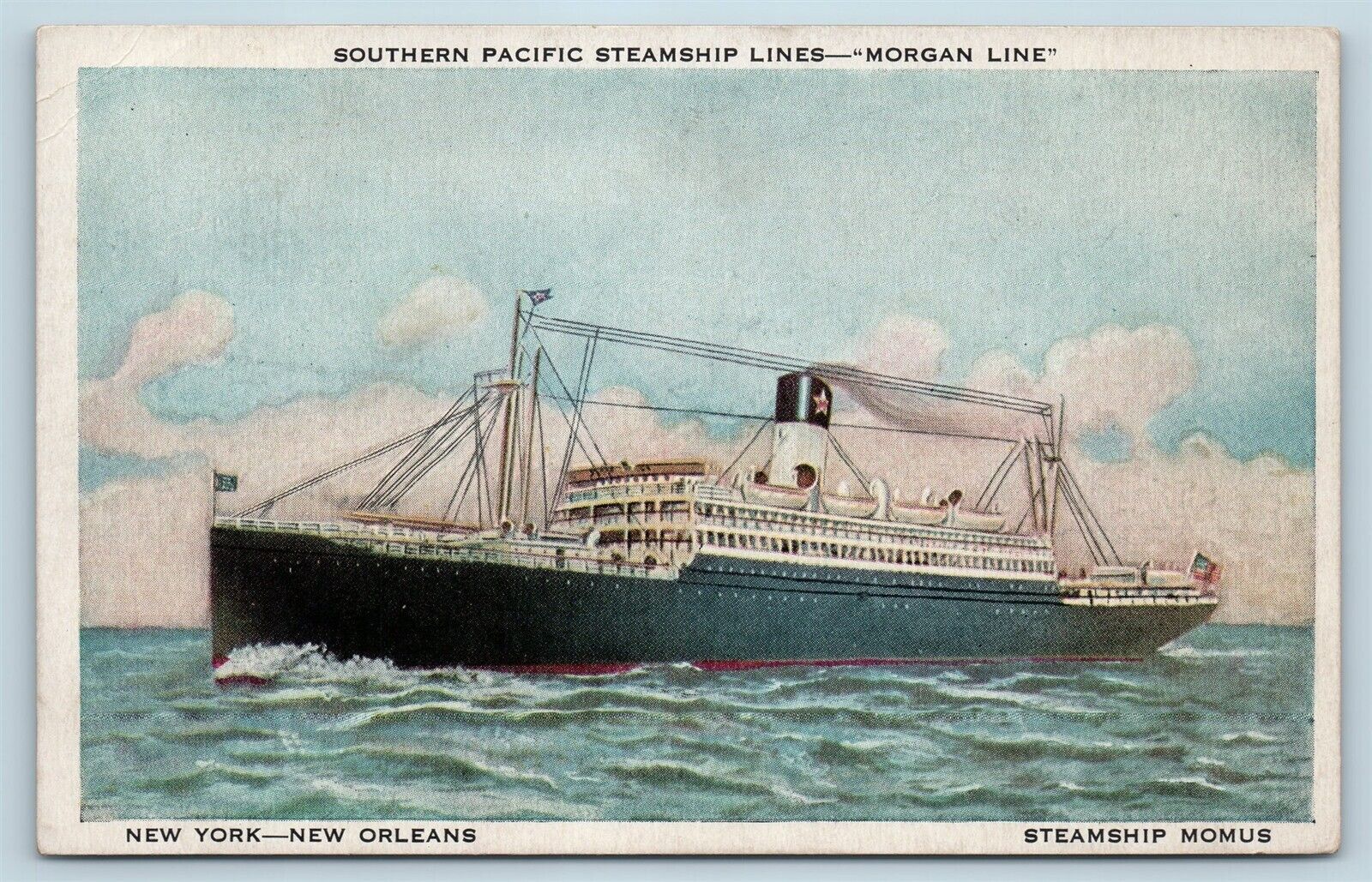 Postcard Southern Pacific Steamship Morgan Line SS Momus Steamer Ship c1920s V6