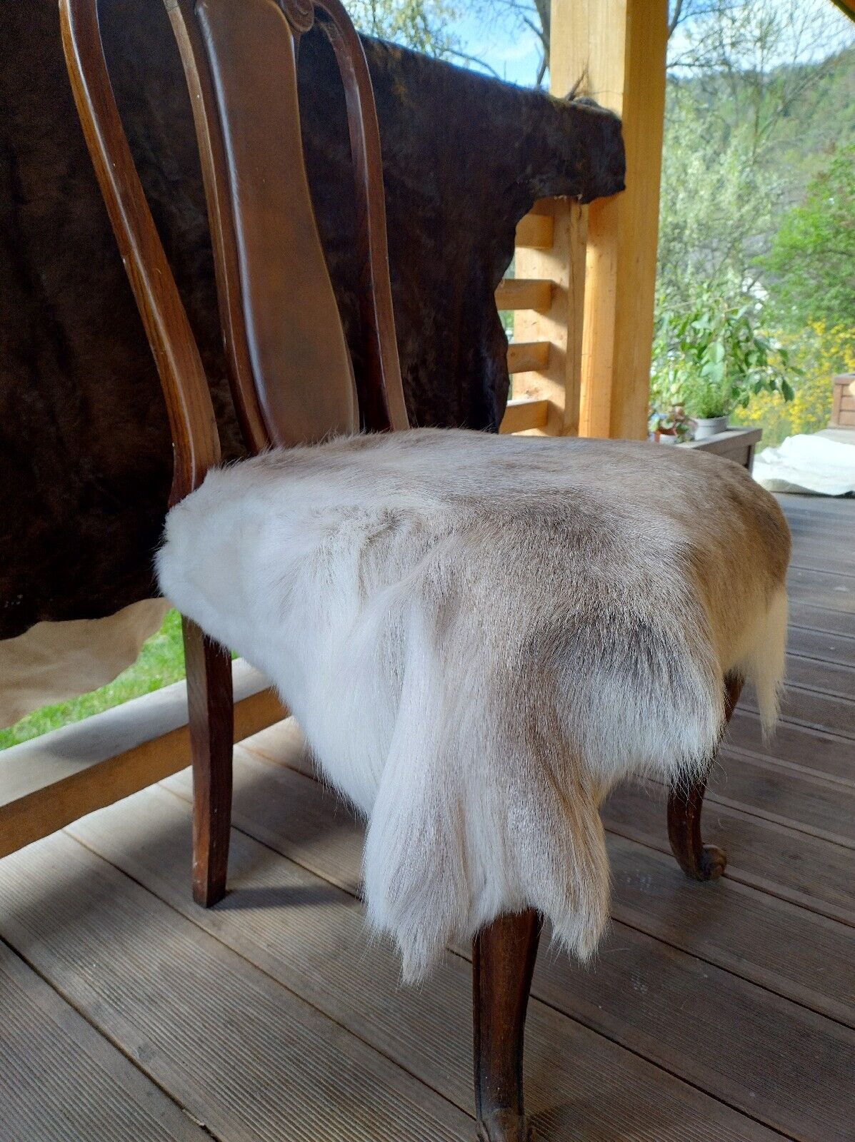 Norwegian Reindeer Skin Deer Skin Hide Rug Soft Pillow Chair Throw Over Cushion 