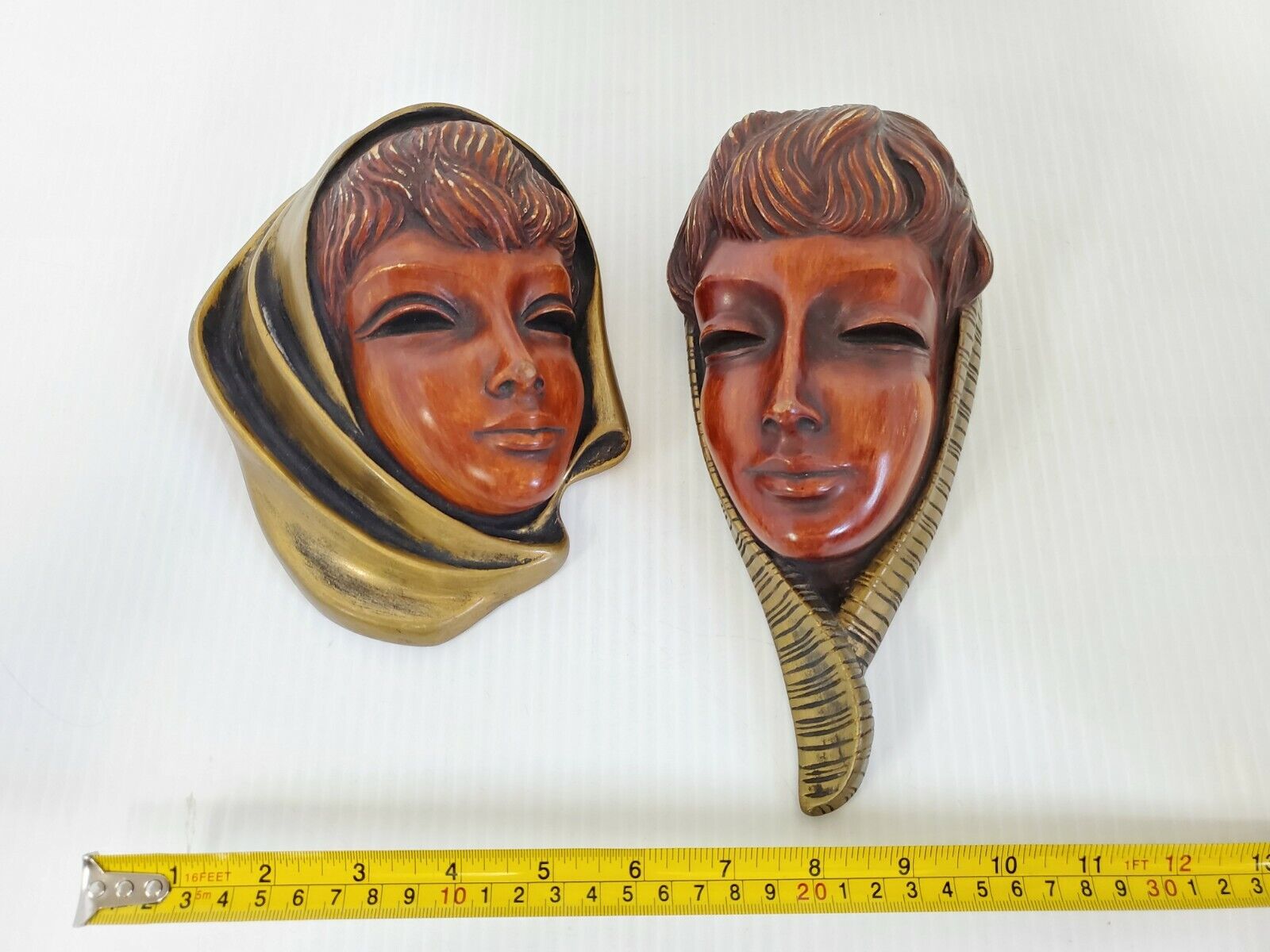 Lot of 2 Vintage Mid Century Woman Wall Plaque From Germany (Achatit brand) 