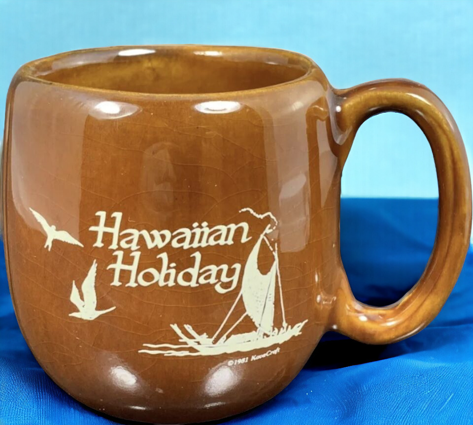 KavaCraft  Coffee Mug Vacation Souvenir Hawaiin Holiday Brown Tiki Vintage